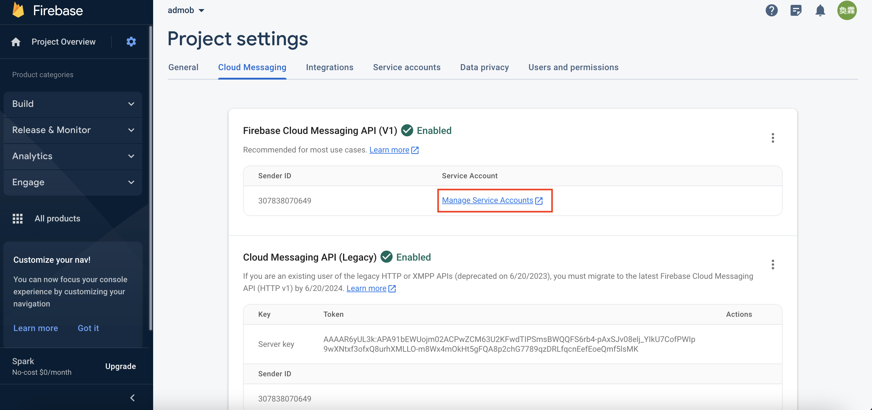 fcm-1：进入谷歌云管理服务账号