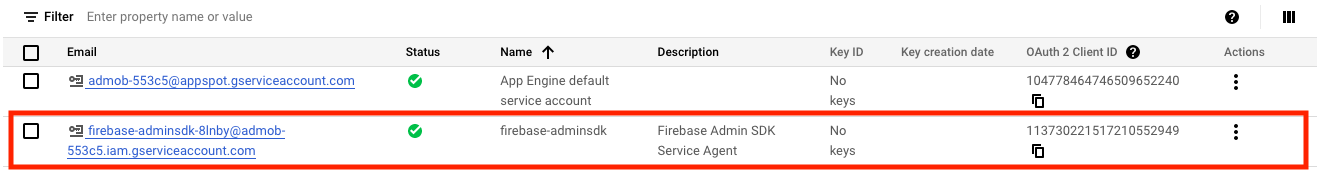 fcm-2：选择firebase-adminsdk条目